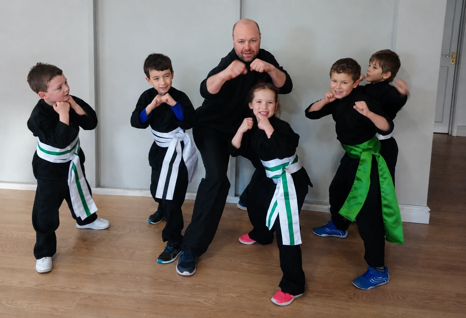 Martial arts instructor teaching a class in Leamington Spa